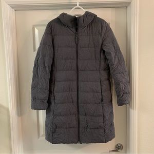 Uniqlo Grey Ultra Light Down Hooded Puffer Jacket Sz M
